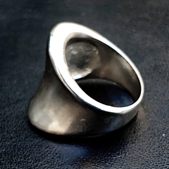 Vintage Jewelry - Vintage Abstract Mid-Century Modern Sterling Silver Ring- Size 8.5
